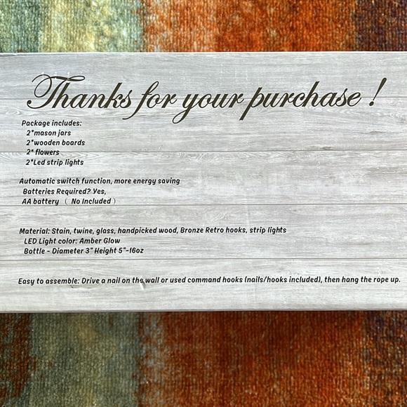 Brand New Rustic Wood Wall Sconces Set Mason Jar LED Fairy Lights Remote Control - Picture 10 of 14